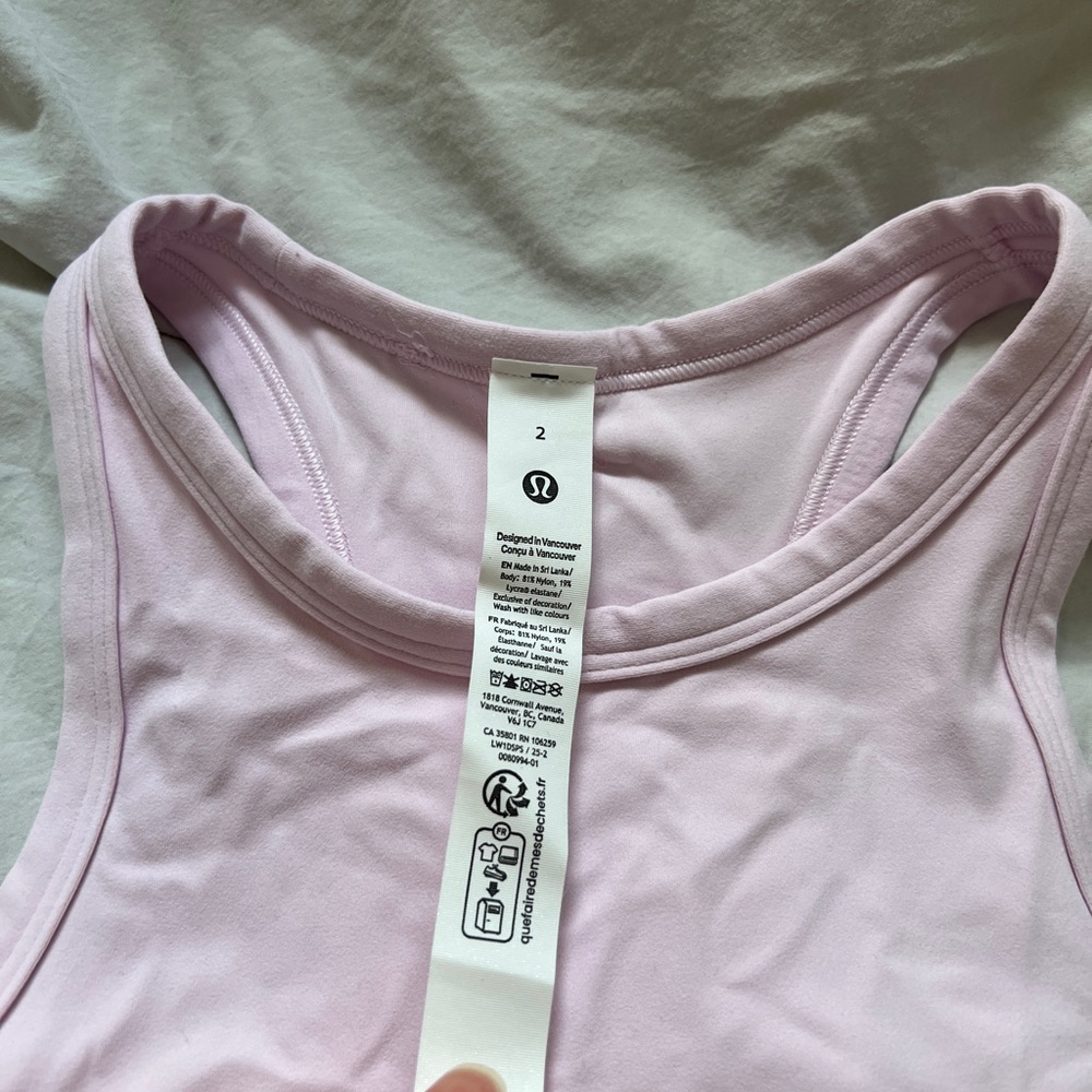 Lululemon Pink Organza Align Waist Length Racerback Tank - Picture 3 of 4